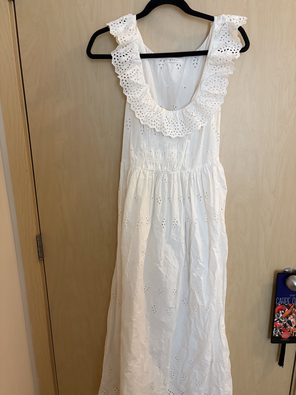 Doen White Eyelet Ruffle Maxi Dress